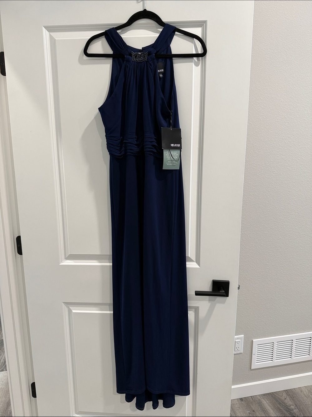 NWT Melrose Navy Halter Evening Gown sz 8
